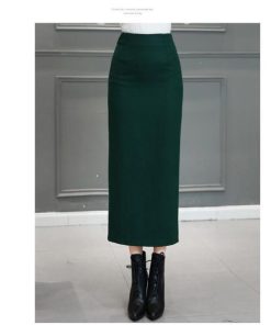 在庫ある | 短納期ロングタイトスカート ハイウエスト ロングスカート ビジネススカート ラシャスカート スリットセクシースカート エレガント フェミニン 後ろファスナー