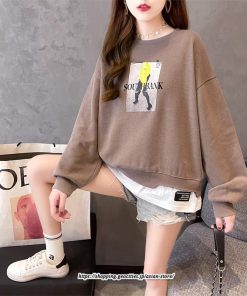 パーカー | トレーナー レディース おしゃれ スウェット 長袖 トップス 春 秋 大きいサイズ レイヤード風 韓国 ゆったり コットン 送料無料 丸首 クルーネック 綿 重ね着風
