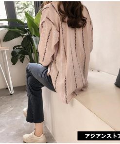 シャツ・ブラウス | 七分袖ブラウス レディースシャツ ストライプ プルオーバー 可愛い スリム ピンク 夏服 女の子 ストリート カジュアル 通勤 ブラウス かわいい 通学