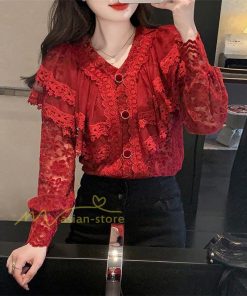 シャツ・ブラウス | ブラウス レディース きれいめ 40代 春秋新作 オシャレブラウス 無地シャツ 長袖トップス レースvネックブラウス 大人 通勤 50代 シャツ30代 ゆったり 着回し