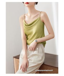 キャミソール タンクトップ | キャミソール サテン インナー レディース 重ね着 キャミ サテン生地 下着 肌着 ノースリーブ 光沢感のあるキャミソール 春 夏 秋 滑らかな手触り トップス