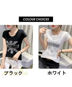 ｔシャツ・カットソー | カットソー レディース トップス Tシャツ 夏コーデ 半袖 丸首 夏新作 サマー キラキラ おしゃれ カジュアル 2021 大きいサイズ XXXL お出かけ 韓国風 インナー