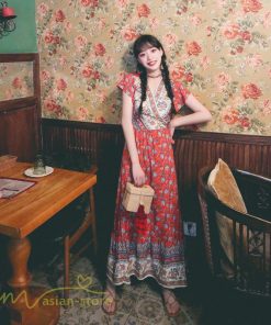 マキシ | 夏ワンピース ロングワンピース フレアワンピース 半袖 サマーワンピース 着痩せ レトロ 民族風 30代40代 旅行着 可愛い ゆったり ワンピース 20代 ビーチ