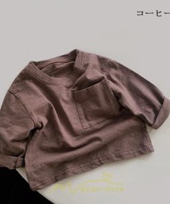 衣装 服 | 子供服 子ども服 こども服 キッズ 長袖tシャツ 女の子 男の子 長袖 トップス ロンT クルーネック コットン 高品質 保育園 胸ポケット シンプル 無地 可愛い
