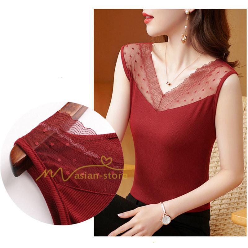 キャミソール タンクトップ | タンクトップ レディース 春夏 インナー トップス ノースリーブ Vネック Vネックタンク レース付き カシュクール 上品 お出かけ 20代30代40代50代 快適 ママ