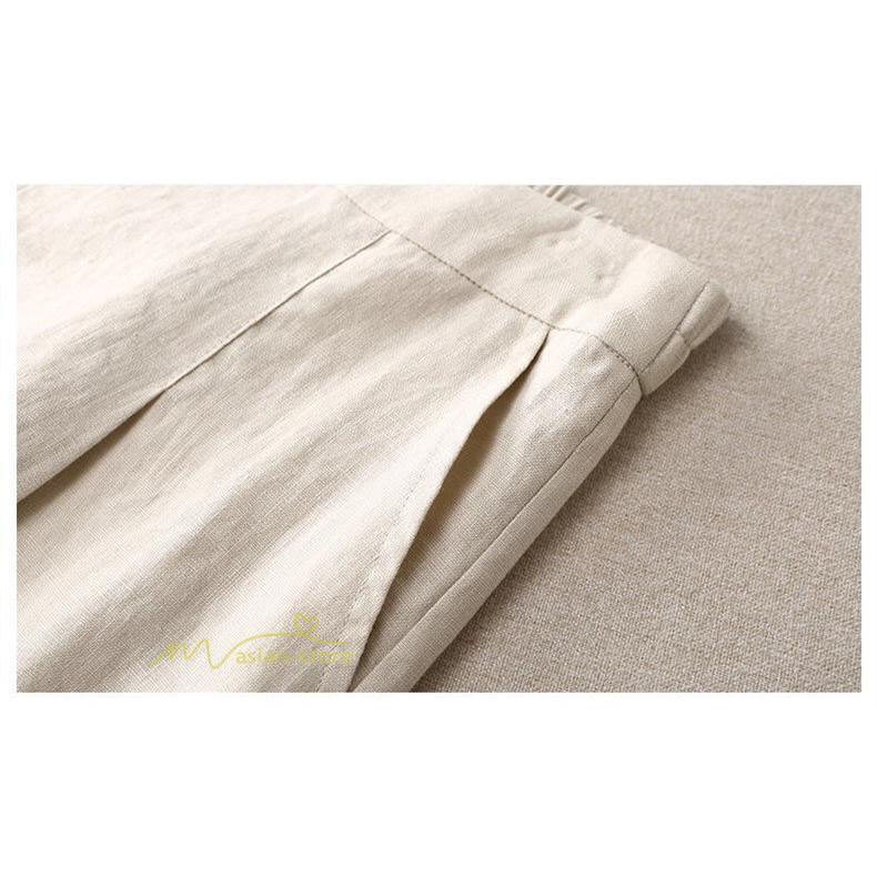 ワイドパンツ | パンツ レディース ロング丈 コットン 麻混 カジュアル 無地 40代 50代 リネン 夏 秋 カジュアル ロングパンツ 大きいサイズ 30代 20代 3色 上品