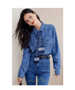 シャツ・ブラウス | デニムシャツ シャツ トップス レディース ブラウス 着痩せ デニム カジュアル エレガント 通勤 通学 オシャレ キレイめ 2022 上品 ナチュラル 秋服 可愛い