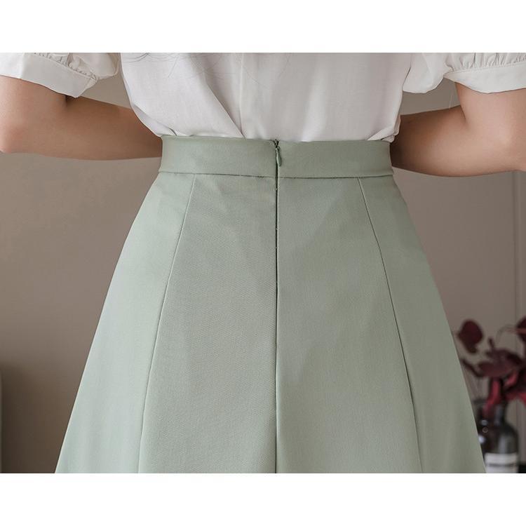スカート | ミモレフレアAライン無地 エレガント 大きいサイズ 裾広い ハイウエスト 着痩せ 裏地付き 後ろファスナー レディース 通学通勤 体型カバー