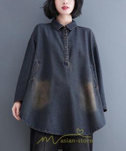 シャツ・ブラウス | デニムシャツワンピ ワンピース ロング 長袖 デニム 送料無料 大きいサイズ マタニティ 体型カバー 春 夏 秋 冬 50代 20代 30代 40代 おしゃれ