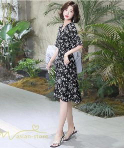 ミディアム | ワンピース 半袖 花柄 きれいめ レディース ひざ丈 ミディアムワンピース サマーワンピース 上品 シフォン Aライン きれいめ 夏 通勤 お出かけ 通学 春 上品