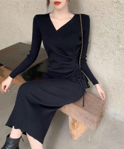 ワンピース | カシュクール リブニット秋冬