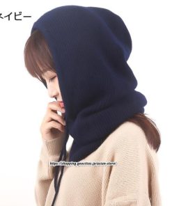 レディース | ニット帽子 ウール帽子 ウール混紡 フード ネックウォーマー ニットキャップ スキー帽子 耳カバー 男女兼用 冬 2022新作 あったか 防寒対策