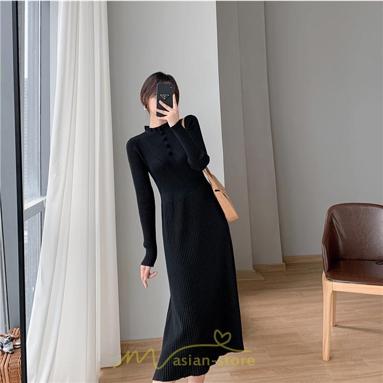 ニットワンピース | レディース 冬 きれいめ ロング おしゃれ 秋冬 長袖 送料無料 可愛い 着痩せ Aライン 20代30代40代50代 韓国風 ハイネック