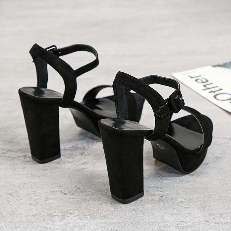 サンダル ミュール | スエードサンダル ラウンドトゥ 太ヒール ストラップサンダル 大きいサイズ サンダル 黒 スエード調 靴 シューズ ハイヒール 大人 30代 二次会 無地