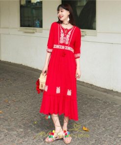 マキシ | ワンピース きれいめ レディース 夏 秋 ロング 上品 大人 七分袖 お出かけ 高見え 赤 白 黄色 上質 20代 50代 40代 ゆったり リゾート 30代 旅行 体型隠し