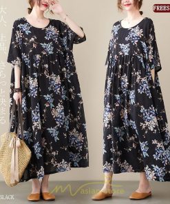 マキシ | マキシワンピース レディース  リゾートワンピース 半袖 マキシワンピース ロングワンピース 春夏 黒 旅行用 着痩せ 丸首 体型カバー サイドポケット ぽっちゃり