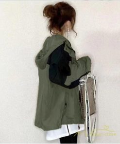 コート・ジャケット | ドッキングジャケット レディース 秋物 長袖 ブルゾン フード付き ジップアップ 薄手 ライトアウター ゆったりシルエット 防風 ブルゾンパーカー トップス