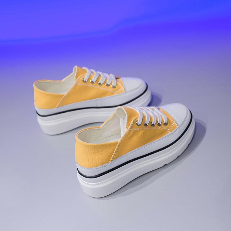 スニーカー | 厚底シューズ キャンバス厚底レディース レースアップ ラウンドトゥ 滑り止めソール ウォーキングシューズ スニーカー スポーツ