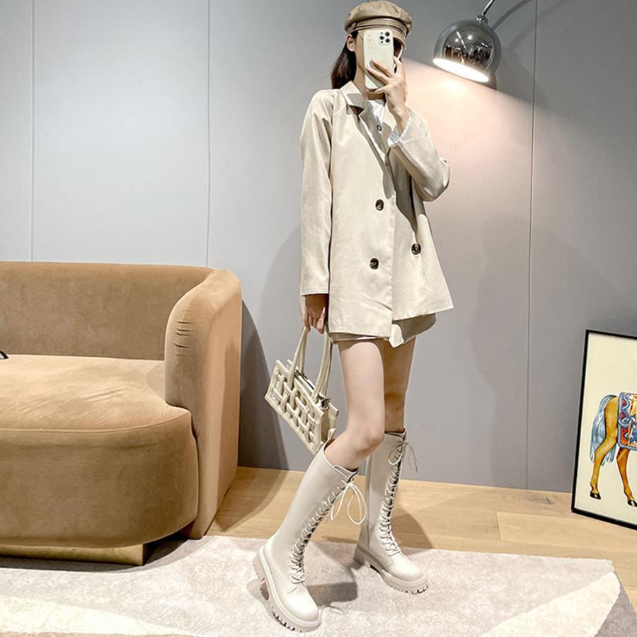 ニーハイブーツ | ロングブーツ レディース レースアップ靴