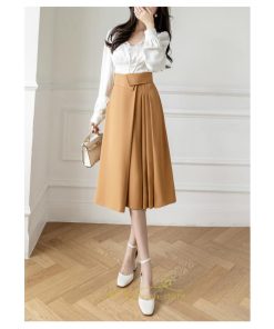 スカート | レディース ロング フレア 黒 Aライン 秋冬 ミモレ ハイウエスト 体型カバー キレイめ オシャレ フェミニン 着痩せ 通勤 お出かけ 可愛い 通学