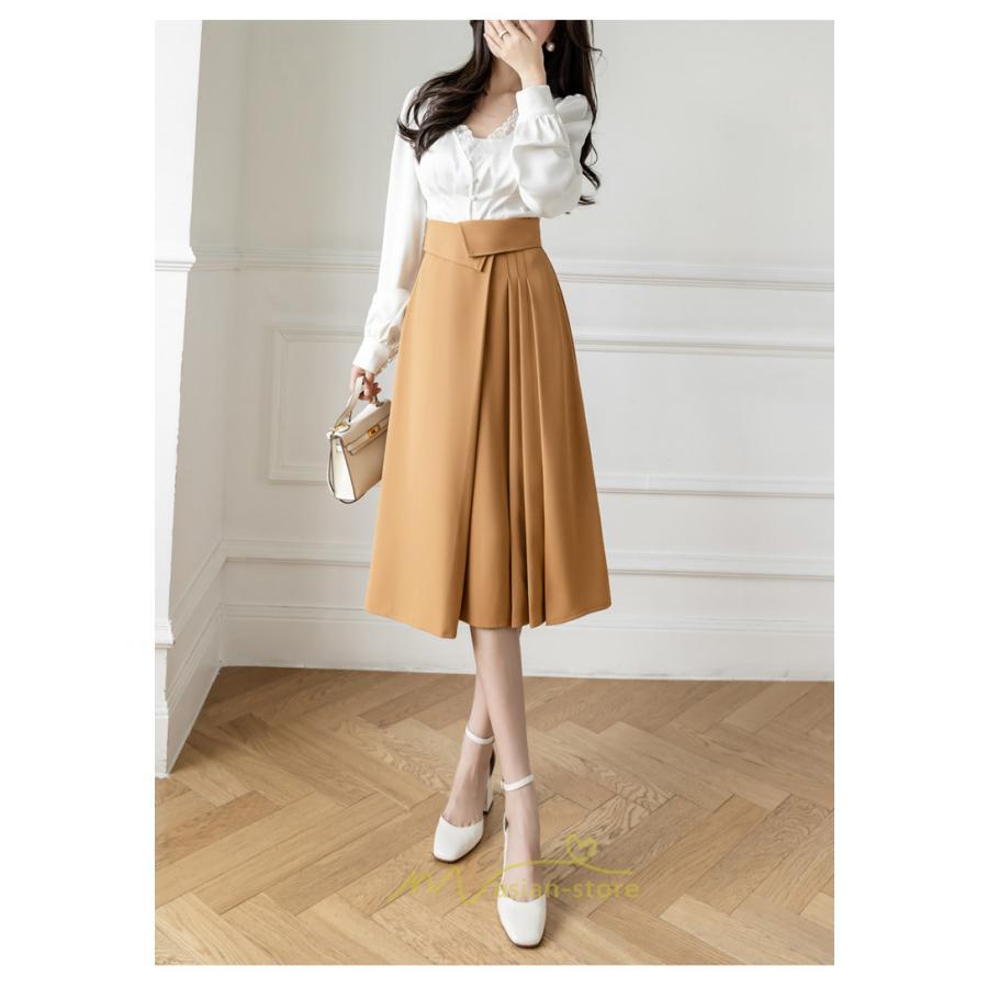 スカート | レディース ロング フレア 黒 Aライン 秋冬 ミモレ ハイウエスト 体型カバー キレイめ オシャレ フェミニン 着痩せ 通勤 お出かけ 可愛い 通学