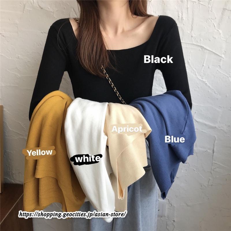 ニット・セーター | カットソー ニット レディース リブニット 長袖 秋冬 春 トップス スリム ストレッチ インナー 無地 長袖ニット 着痩せ 長袖カットソー 通学通勤 プルオーバー