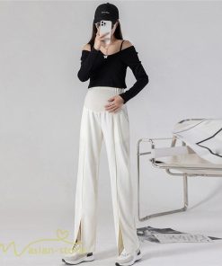 パンツ レギンス | マタニティパンツ ワイドパンツ 無地 妊婦服 おしゃれ ゆったり マタニティウェア パンツ 着痩せ 無地 サマーパンツ お出かけ 日常 ウエスト調整 裾口スリット