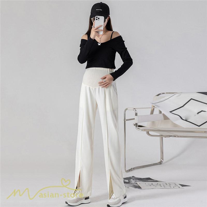 パンツ レギンス | マタニティパンツ ワイドパンツ 無地 妊婦服 おしゃれ ゆったり マタニティウェア パンツ 着痩せ 無地 サマーパンツ お出かけ 日常 ウエスト調整 裾口スリット