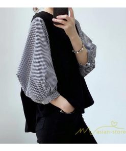 ｔシャツ・カットソー | 長袖ブラウス レディース Tシャツ 秋物 切替ブラウス 切替Tシャツ トップス 七分袖 長袖 夏秋物 ドッキングTシャツ 20代30代 長袖Tシャツ ドッキングブラウス