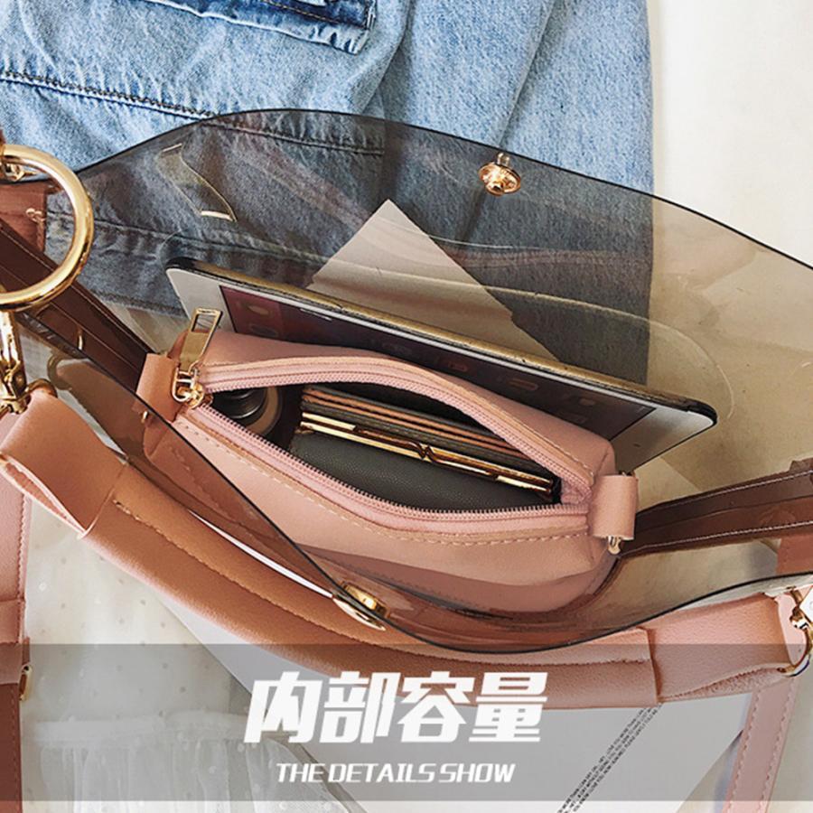 ショルダーバッグ | トートバッグ 斜めがけバッグ 2点セット ポーチ付き レディース クリアバッグ おしゃれ ビニールバッグ 大容量