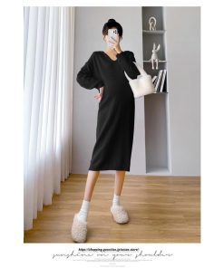 マキシ | ワンピース レディース 秋 ニットワンピース ロングワンピース 2TYPE マタニティ 授乳服 マタニティウェア 授乳 妊娠 シンプル おでかけ おしゃれ 無地