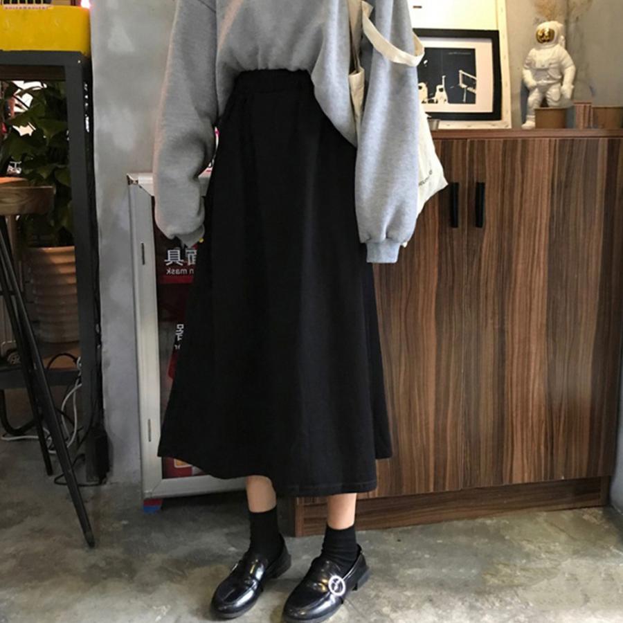 ロングスカート | Aライン フレアスカート黒