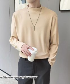 Tシャツ | メンズ トップス 秋冬 保温 無地 モックネック メンズスタイル 20代 30代 通勤 通学 着回し ビジネス 40代 長袖カットソー 冬 50代 コーデ 秋