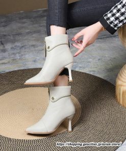 ショートブーツ | レディース 春秋ブーツ ポインテッドトゥ ブーツ ピンヒール フロントファスナー 靴 シューズ ハイヒール 黒ブーツ 30代 上品 大人 おしゃれ