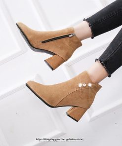 ブーツ | ショートブーティ レディース スエード調 太めヒール 靴 人工水晶 キラキラ オシャレ お出かけ デート キレイめ 通勤 20代30代40代50代