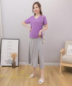スカート | マタニティ スカートプリーツマタニティロング丈 ミモレ丈 裾口スリット 春 夏 マタニティウェア ウエスト調整 無地 産前産後 着痩せ 上品