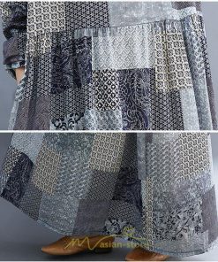 マキシ | 長袖ワンピース 秋物 レディース ロングワンピース チェック 夏 30代40代 大人 秋ワンピース 新作 ワンピース ゆったり 広い裾 Aラインワンピ 可愛い 旅行