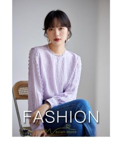 シャツ・ブラウス | ブラウス 秋 秋服 レディース 無地 長袖 ゆったり シンプル トップス 丸襟 上品 フェミニン 高品質 高級感 50代 30代 紫 40代 20代