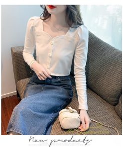 tシャツ・カットソー | ショート丈Tシャツ レディース 長袖Tシャツ カットソー タイト スリム 無地 トップス 綿 秋物 可愛い 小さい 通学通勤 20代30代 インナー 綿Tシャツ