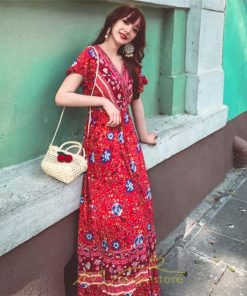 マキシ | ワンピース レディース ワンピ ロングワンピ ロング コットン ゆったり 夏 リゾート サマードレス かわいい 大人 Vネック オトナ 着痩せ レトロ 個性的