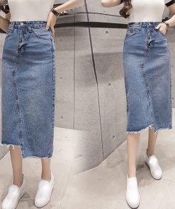 スカート | 即日発送デニム大きいサイズ タイトマキシレディースハイウエスト スリット ロング丈ボトムス 着痩せセクシー ストレッチ