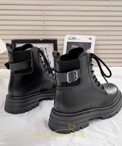 ショートブーツ | ブーツ レディース 軽量 歩きやすい おすすめ おしゃれ 編み上げ 太めヒール レザー風 走れる 痛くない 冬 秋 22.5cm-25cm 春 トレンド