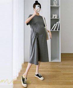 ワンピース | マタニティ妊婦服 レディース 無地 シンプル ゆったり 半袖 ゆるロングTシャツ クルーネック 薄手 マタニティウェア 夏 新作 お出かけ