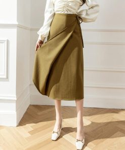 ロングスカート | ラップロングスカートスリット巻きスカート