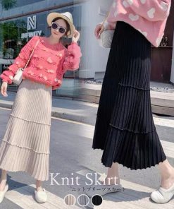 フレアスカート | カジュアル Aラインスカート ボトムス ティアードスカート レディース ニットスカート プリーツスカート体型カバー 着やせ ウエストゴム