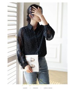 シャツ・ブラウス | ブラウス レディース きれいめ 40代 春秋新作 オシャレブラウス シャツ 長袖トップス Vネックブラウス 大人 シャツ30代 ゆったり 通勤 50代 ドット柄