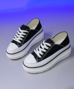 スニーカー | 厚底シューズ キャンバス厚底レディース レースアップ ラウンドトゥ 滑り止めソール ウォーキングシューズ スニーカー スポーツ