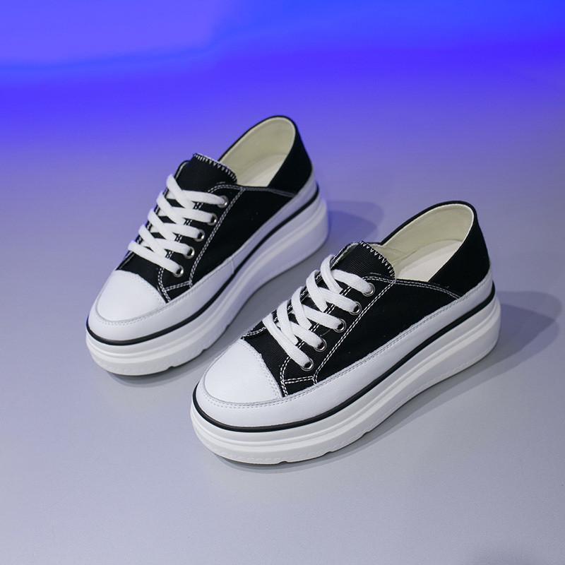スニーカー | 厚底シューズ キャンバス厚底レディース レースアップ ラウンドトゥ 滑り止めソール ウォーキングシューズ スニーカー スポーツ