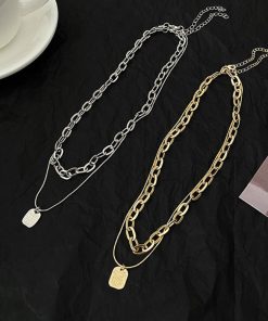 ネックレス | チョーカーチェーン ペンダント 女性 アクセサリー レディース シンプル 2連文字モチーフ 大人