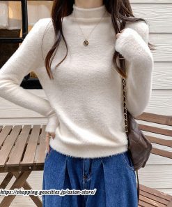 ニット・セーター | カットソー ニット レディース ハイネック 長袖 秋冬 春 トップス スリム ストレッチ インナー 無地 長袖ニット 長袖カットソー 着痩せ 通学通勤 プルオーバー